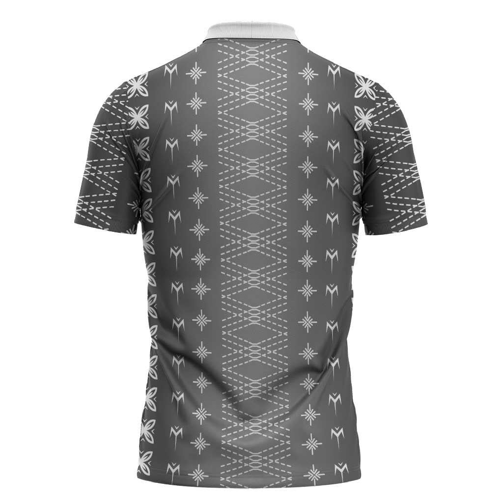 Black Samoa Malu Tattoo Inspired Zipper Polo Shirt LT05 - Polynesian Pride