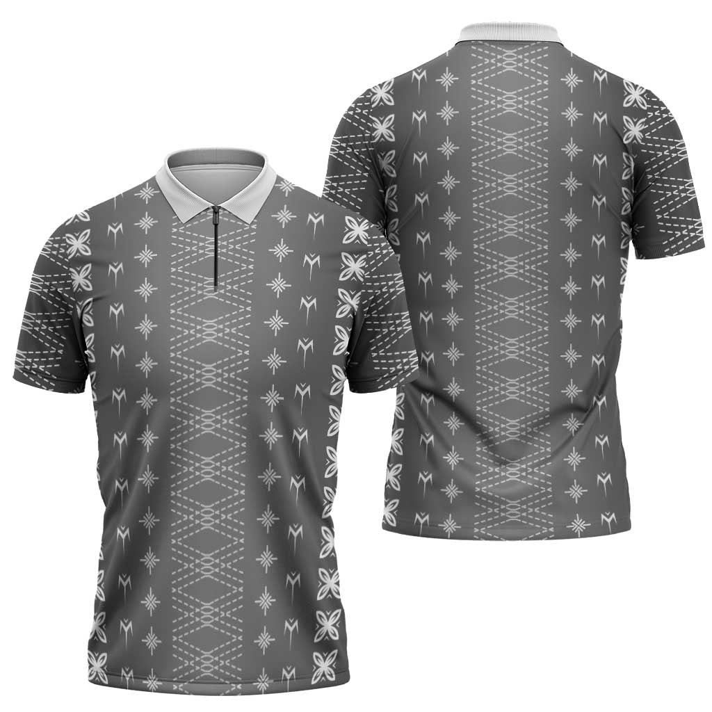 Black Samoa Malu Tattoo Inspired Zipper Polo Shirt LT05 - Polynesian Pride