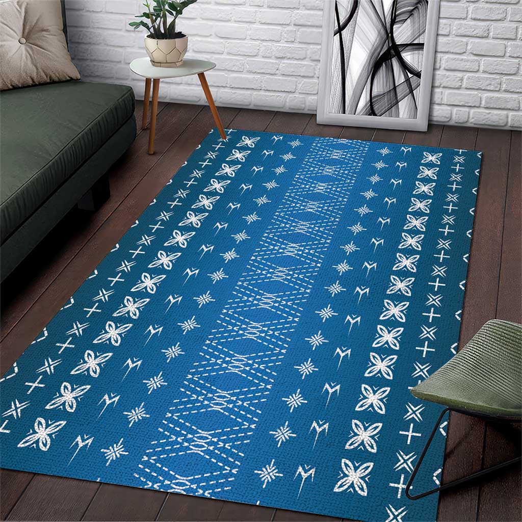 Blue Samoa Malu Tattoo Inspired Area Rug LT05 Blue - Polynesian Pride