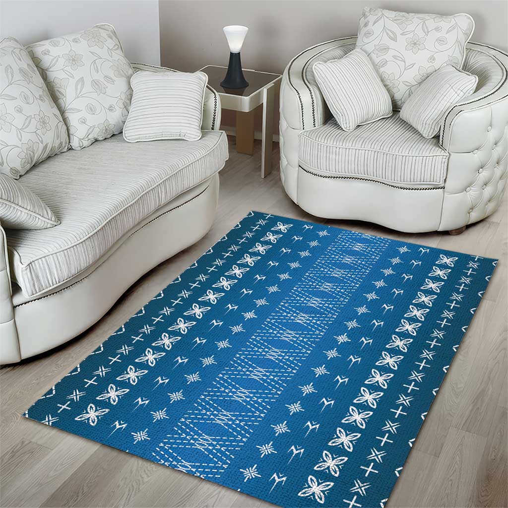 Blue Samoa Malu Tattoo Inspired Area Rug LT05 - Polynesian Pride