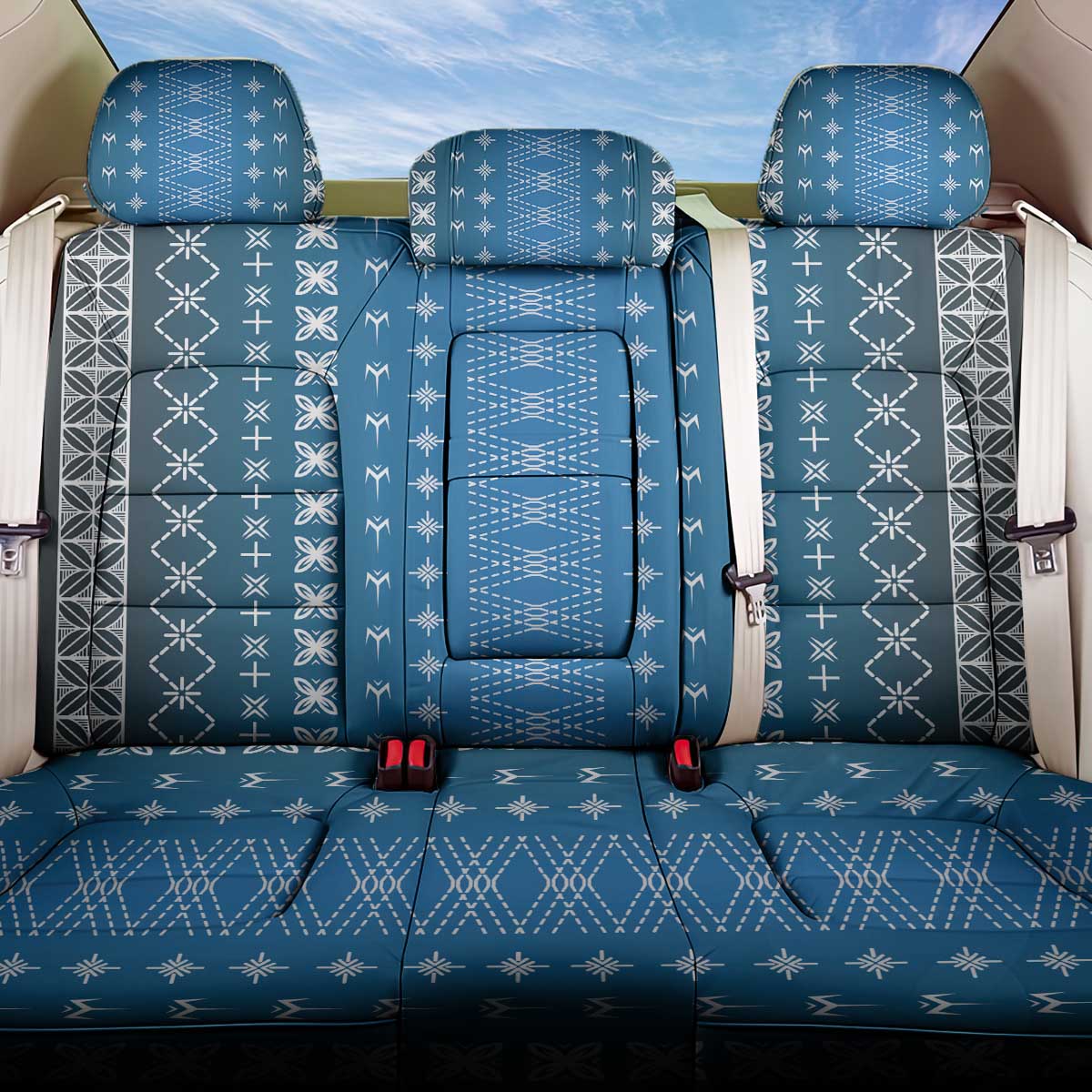 Blue Samoa Malu Tattoo Inspired Back Car Seat Cover LT05 One Size Blue - Polynesian Pride