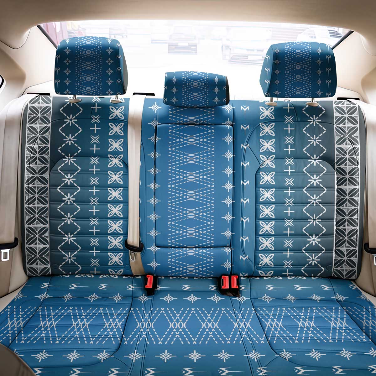 Blue Samoa Malu Tattoo Inspired Back Car Seat Cover LT05 - Polynesian Pride