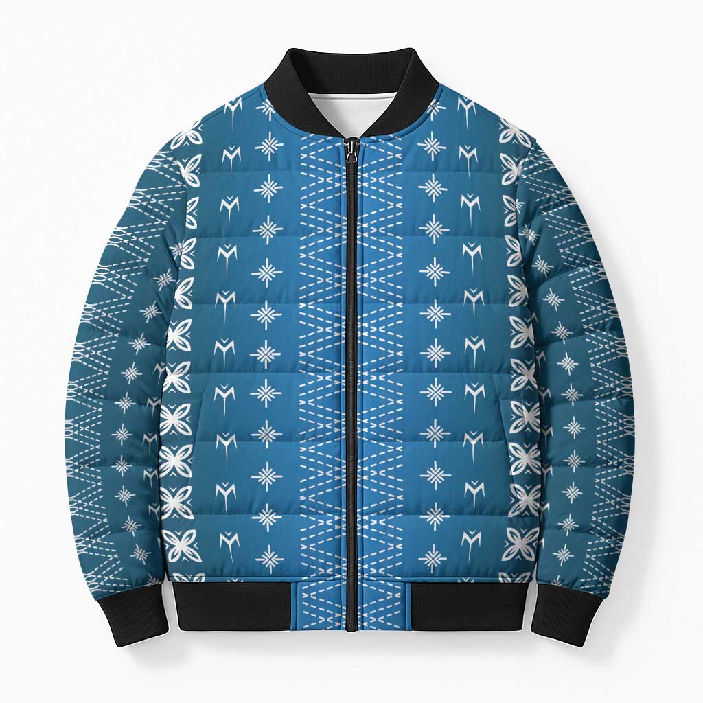 Blue Samoa Malu Tattoo Inspired Bomber Puffer Jacket - Polynesian Pride