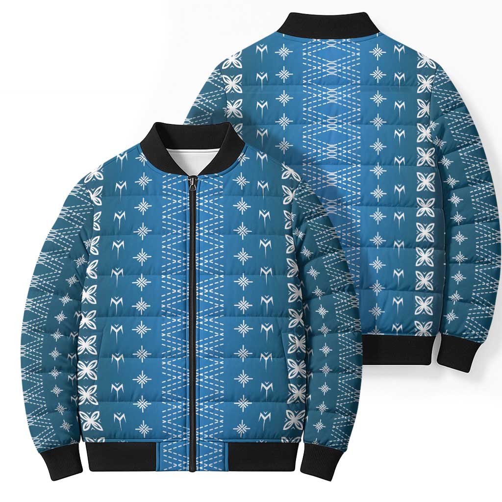 Blue Samoa Malu Tattoo Inspired Bomber Puffer Jacket - Polynesian Pride