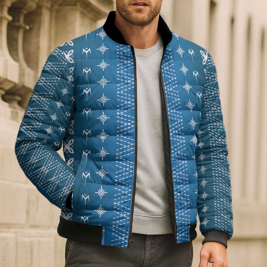 Blue Samoa Malu Tattoo Inspired Bomber Puffer Jacket - Polynesian Pride