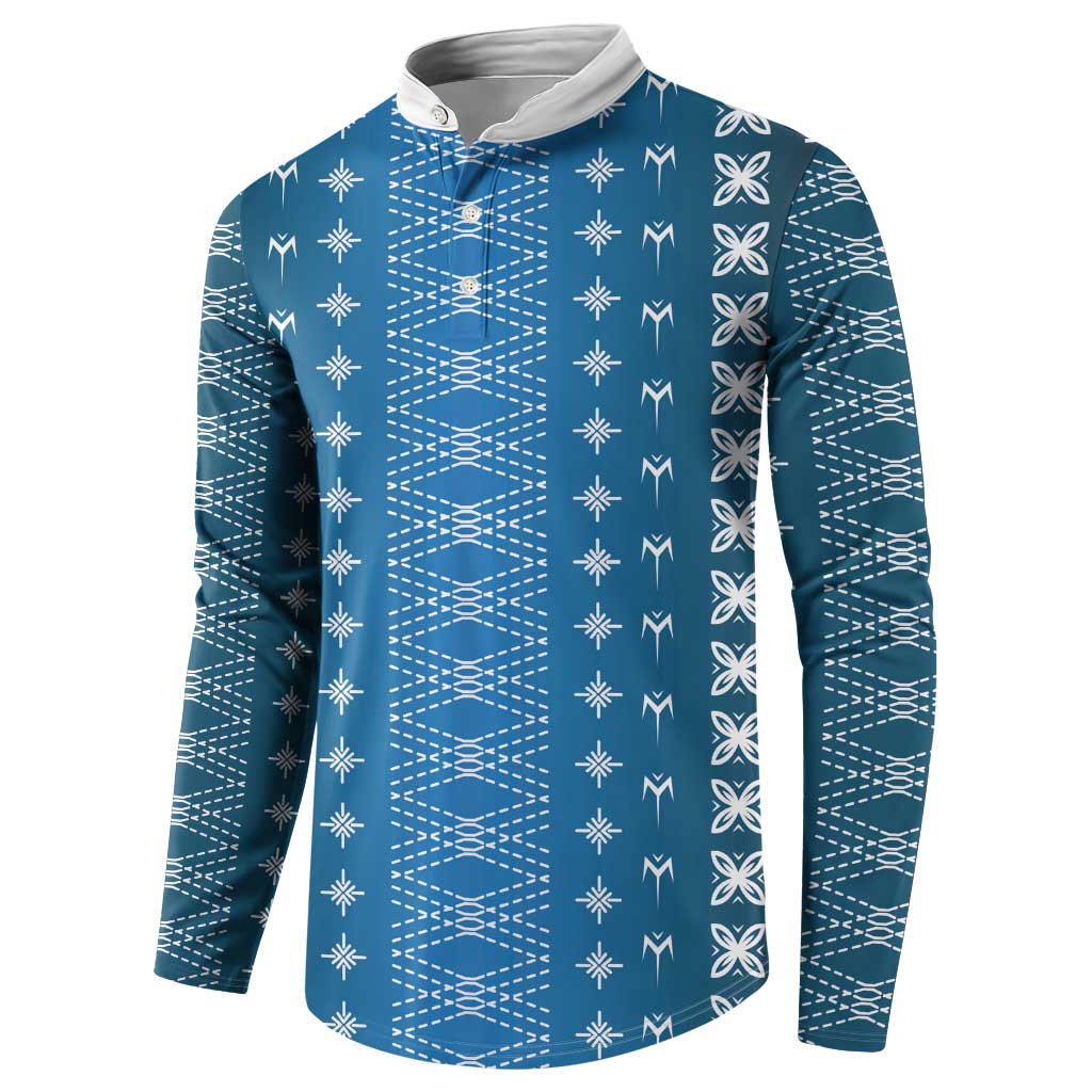 Blue Samoa Malu Tattoo Inspired Button Sweatshirt - Polynesian Pride