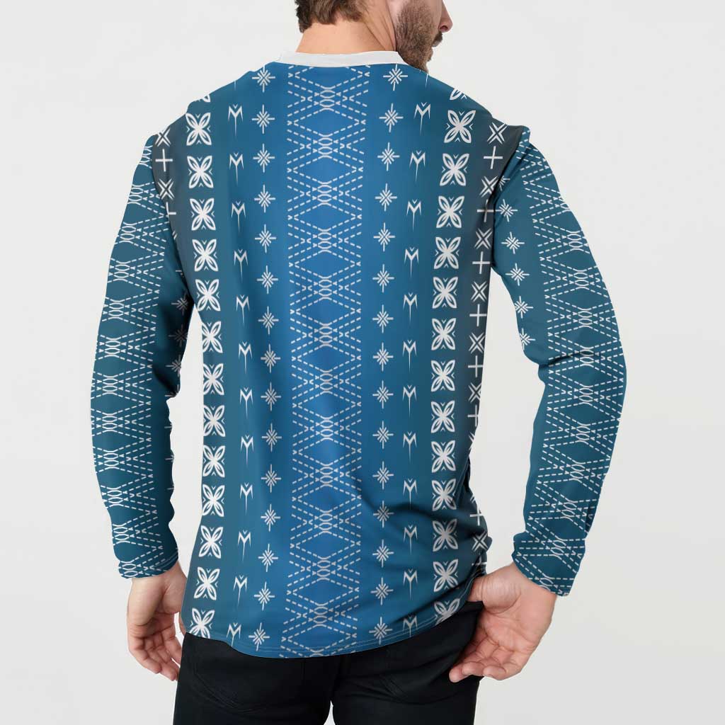 Blue Samoa Malu Tattoo Inspired Button Sweatshirt - Polynesian Pride