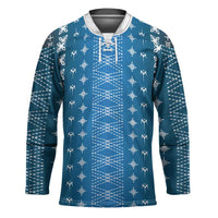 Blue Samoa Malu Tattoo Inspired Hockey Jersey - Polynesian Pride