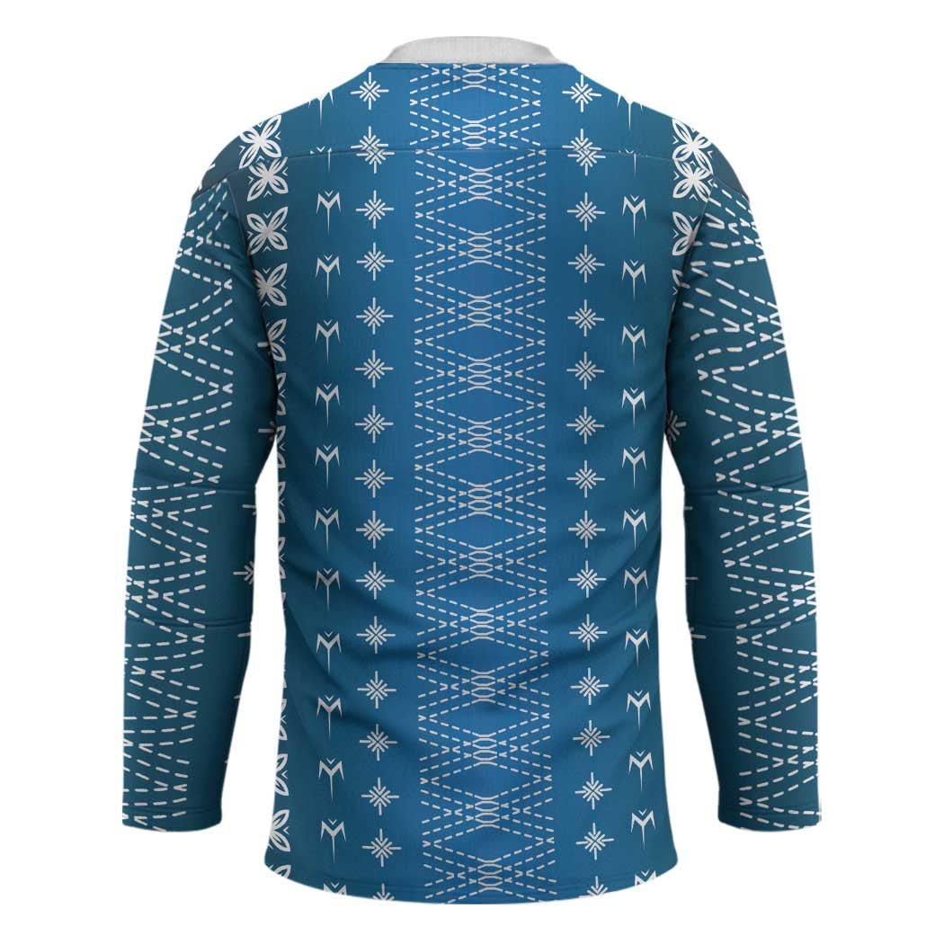 Blue Samoa Malu Tattoo Inspired Hockey Jersey - Polynesian Pride
