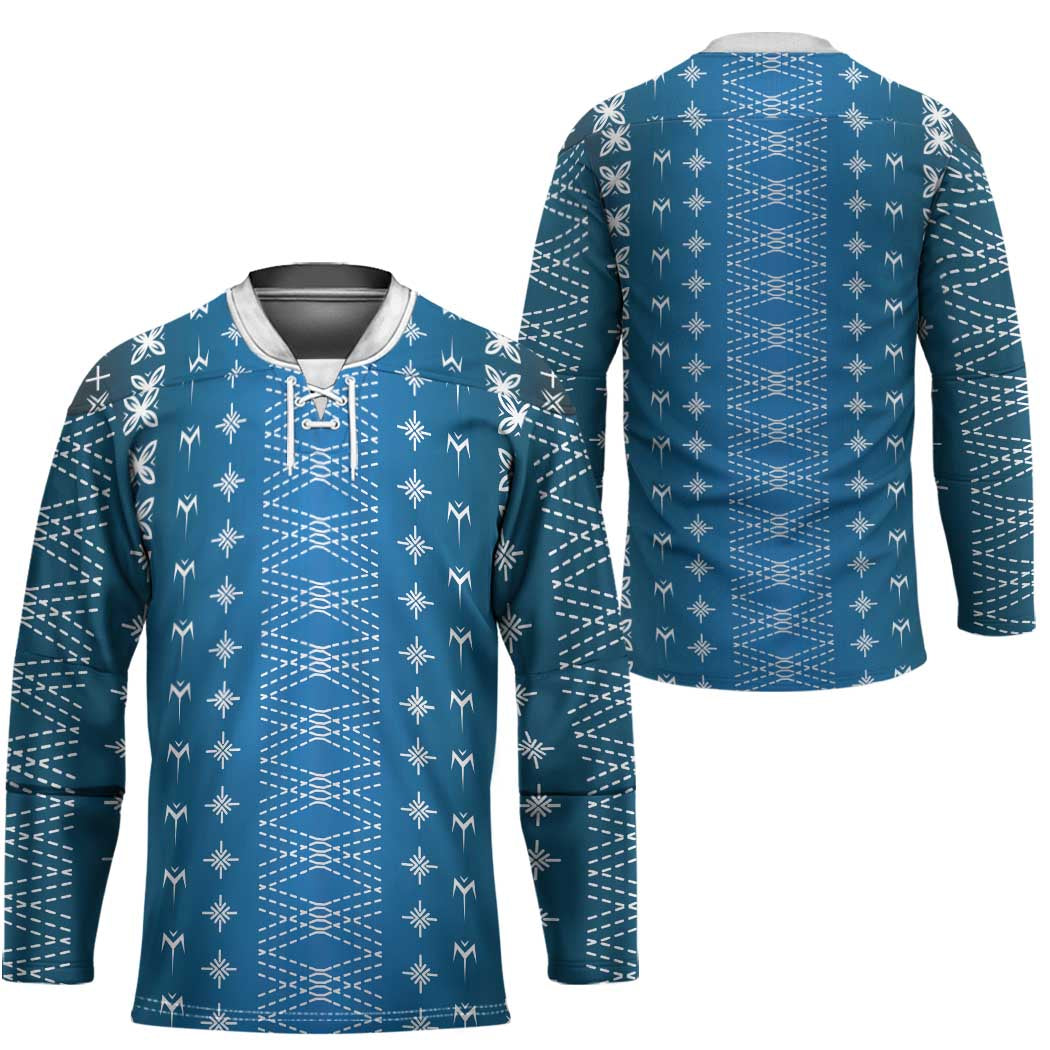 Blue Samoa Malu Tattoo Inspired Hockey Jersey - Polynesian Pride