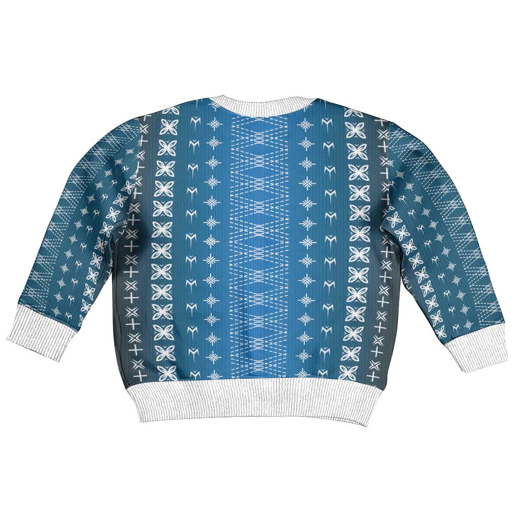 Blue Samoa Malu Tattoo Inspired Kid Ugly Christmas Sweater - Polynesian Pride