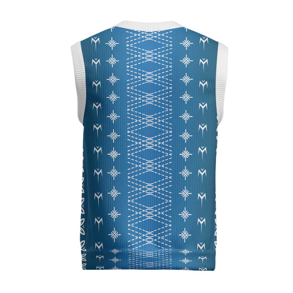 Blue Samoa Malu Tattoo Inspired Christmas Knitted V-Neck Vest LT05 - Polynesian Pride