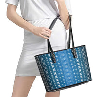 Blue Samoa Malu Tattoo Inspired Leather Tote Bag LT05 - Polynesian Pride