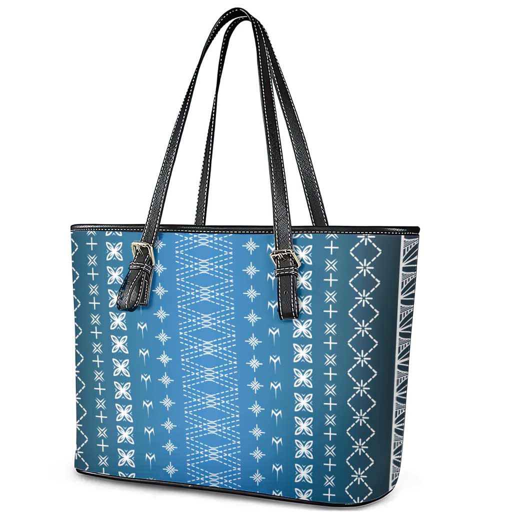 Blue Samoa Malu Tattoo Inspired Leather Tote Bag LT05 - Polynesian Pride