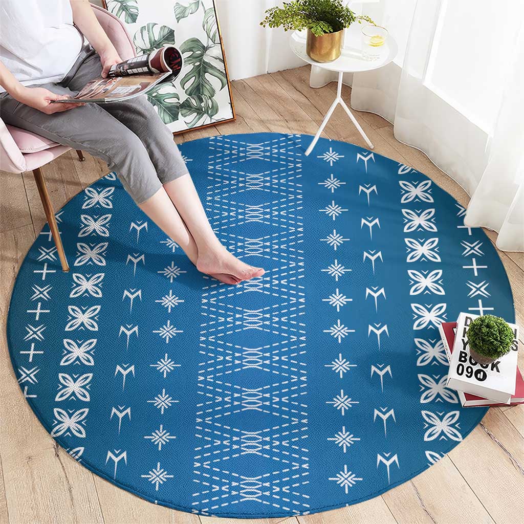 Blue Samoa Malu Tattoo Inspired Round Carpet LT05 - Polynesian Pride