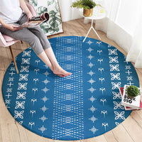 Blue Samoa Malu Tattoo Inspired Round Carpet LT05 - Polynesian Pride