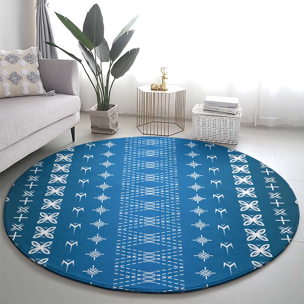 Blue Samoa Malu Tattoo Inspired Round Carpet LT05 - Polynesian Pride