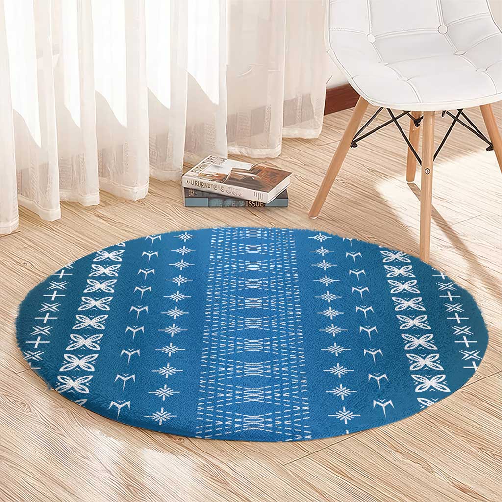 Blue Samoa Malu Tattoo Inspired Round Carpet LT05 - Polynesian Pride