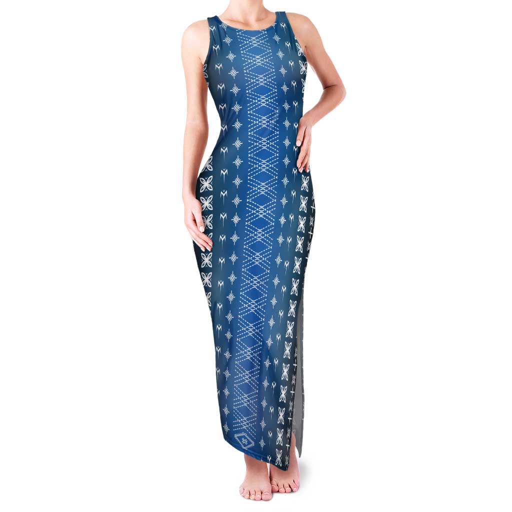 Blue Samoa Malu Tattoo Inspired Tank Maxi Dress LT05 Women Blue - Polynesian Pride