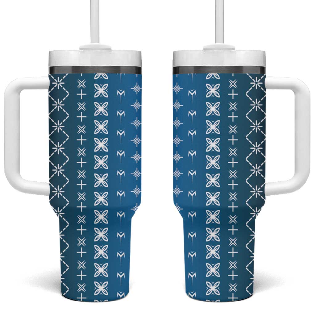 Blue Samoa Malu Tattoo Inspired Tumbler With Handle LT05 One Size: 40 oz Blue - Polynesian Pride