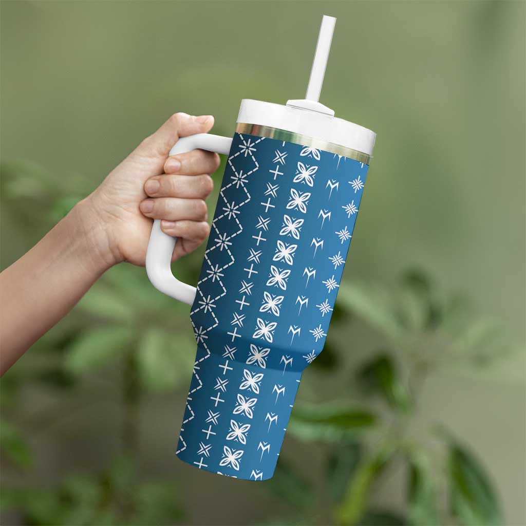 Blue Samoa Malu Tattoo Inspired Tumbler With Handle LT05 - Polynesian Pride
