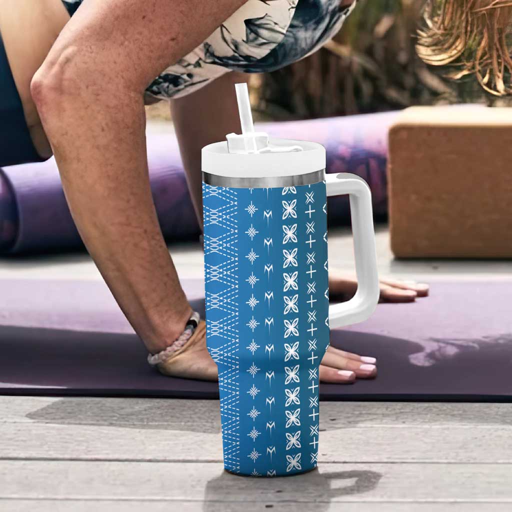 Blue Samoa Malu Tattoo Inspired Tumbler With Handle LT05 - Polynesian Pride