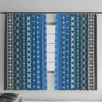 Blue Samoa Malu Tattoo Inspired Window Curtain LT05 With Hooks Blue - Polynesian Pride
