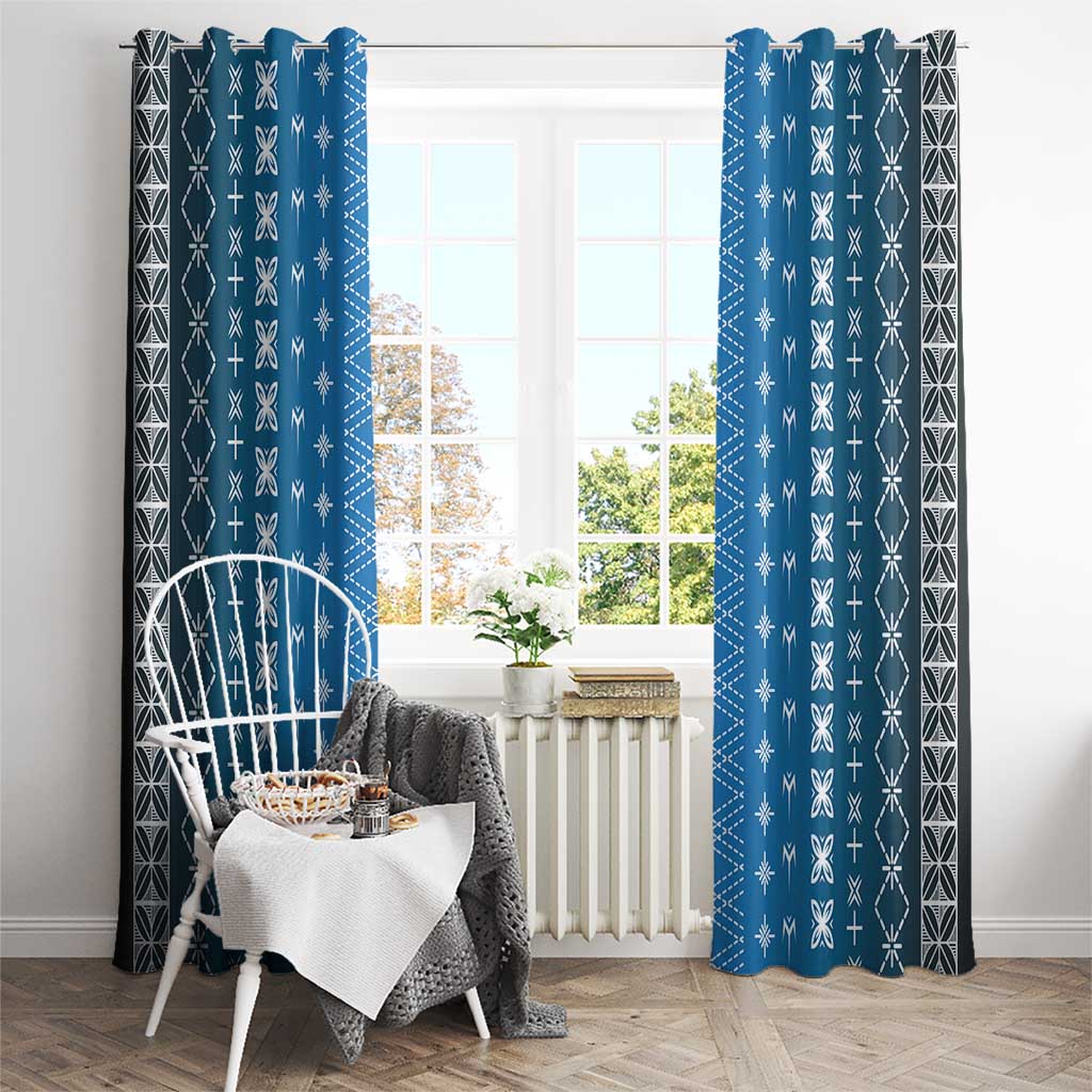 Blue Samoa Malu Tattoo Inspired Window Curtain LT05 - Polynesian Pride