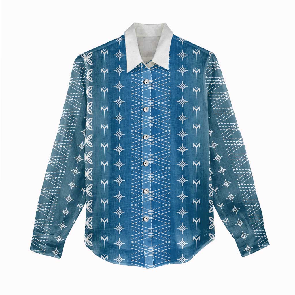 Blue Samoa Malu Tattoo Inspired Women Casual Shirt LT05 - Polynesian Pride