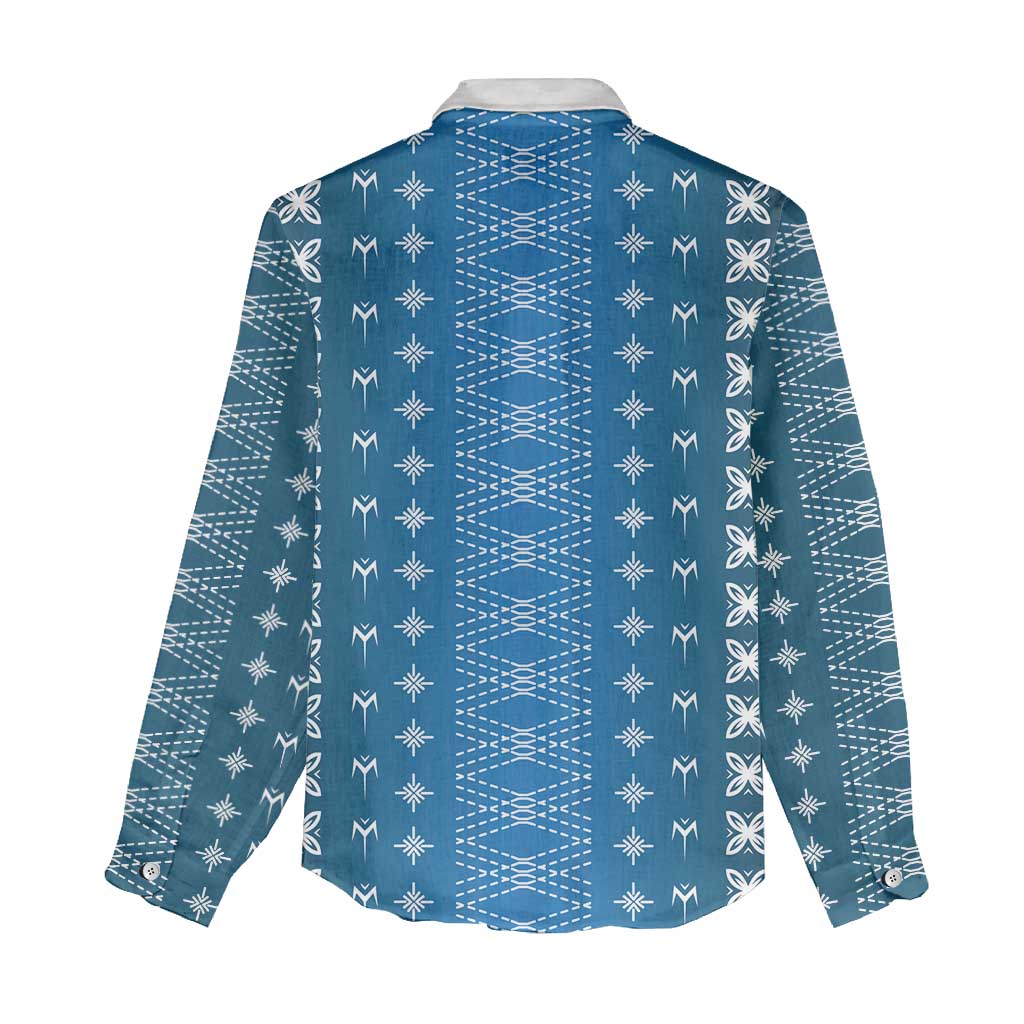Blue Samoa Malu Tattoo Inspired Women Casual Shirt LT05 - Polynesian Pride