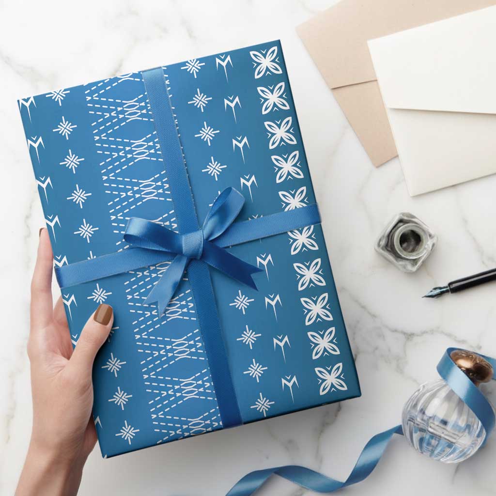 Blue Samoa Malu Tattoo Inspired Wrapping Paper