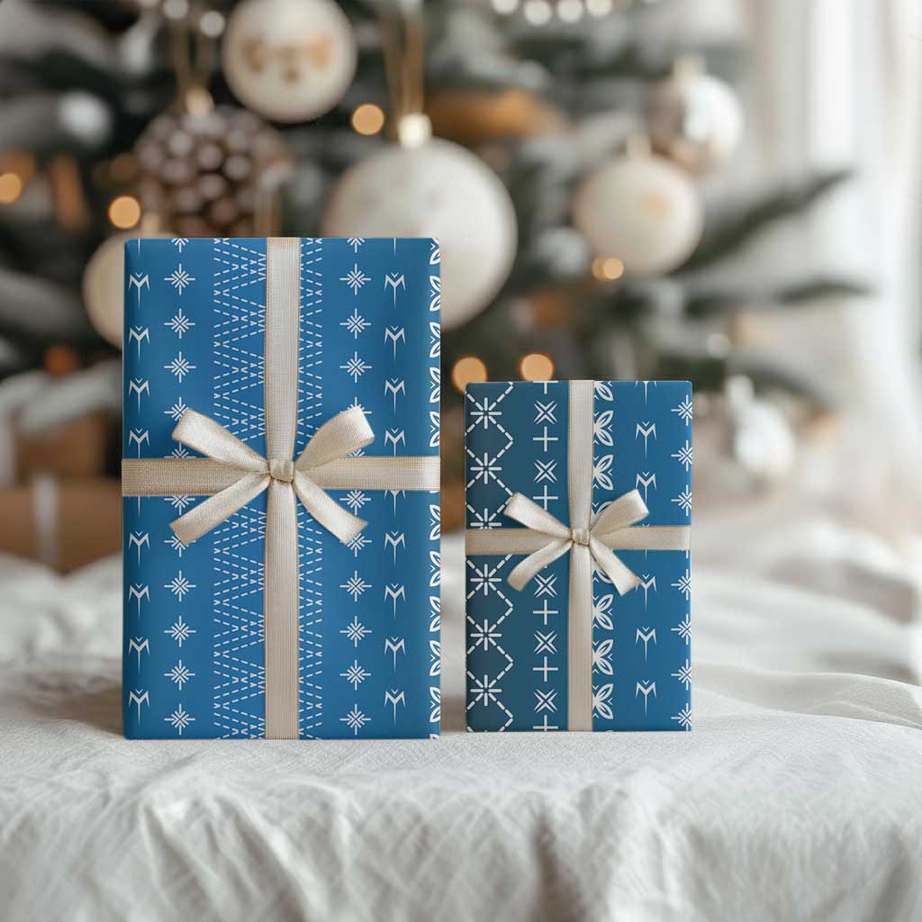 Blue Samoa Malu Tattoo Inspired Wrapping Paper