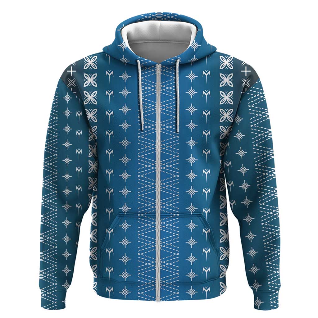 Blue Samoa Malu Tattoo Inspired Zip Hoodie - Polynesian Pride