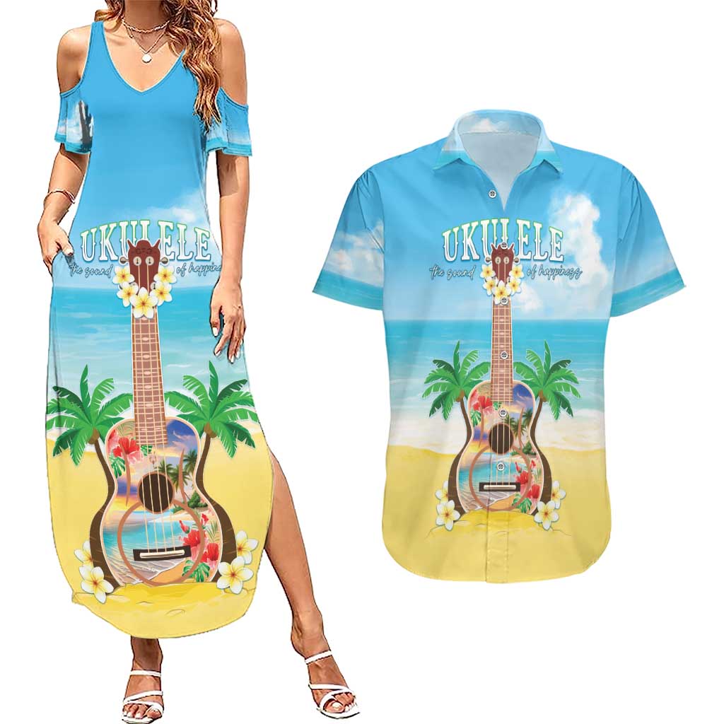 Hawaiian Ukulele Couples Matching Summer Maxi Dress and Hawaiian Shirt Sound Of Happiness