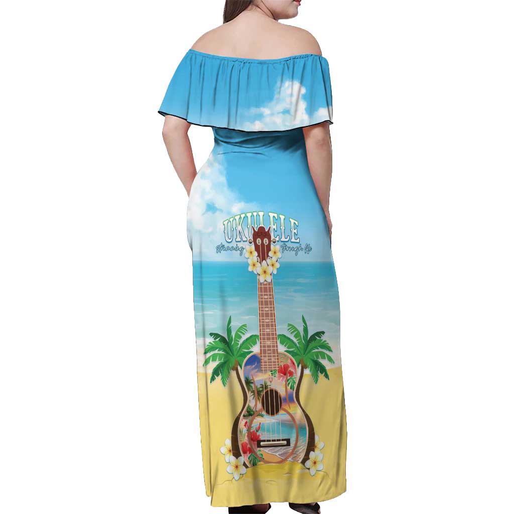 Hawaiian Ukulele Off Shoulder Maxi Dress Sound Of Happiness