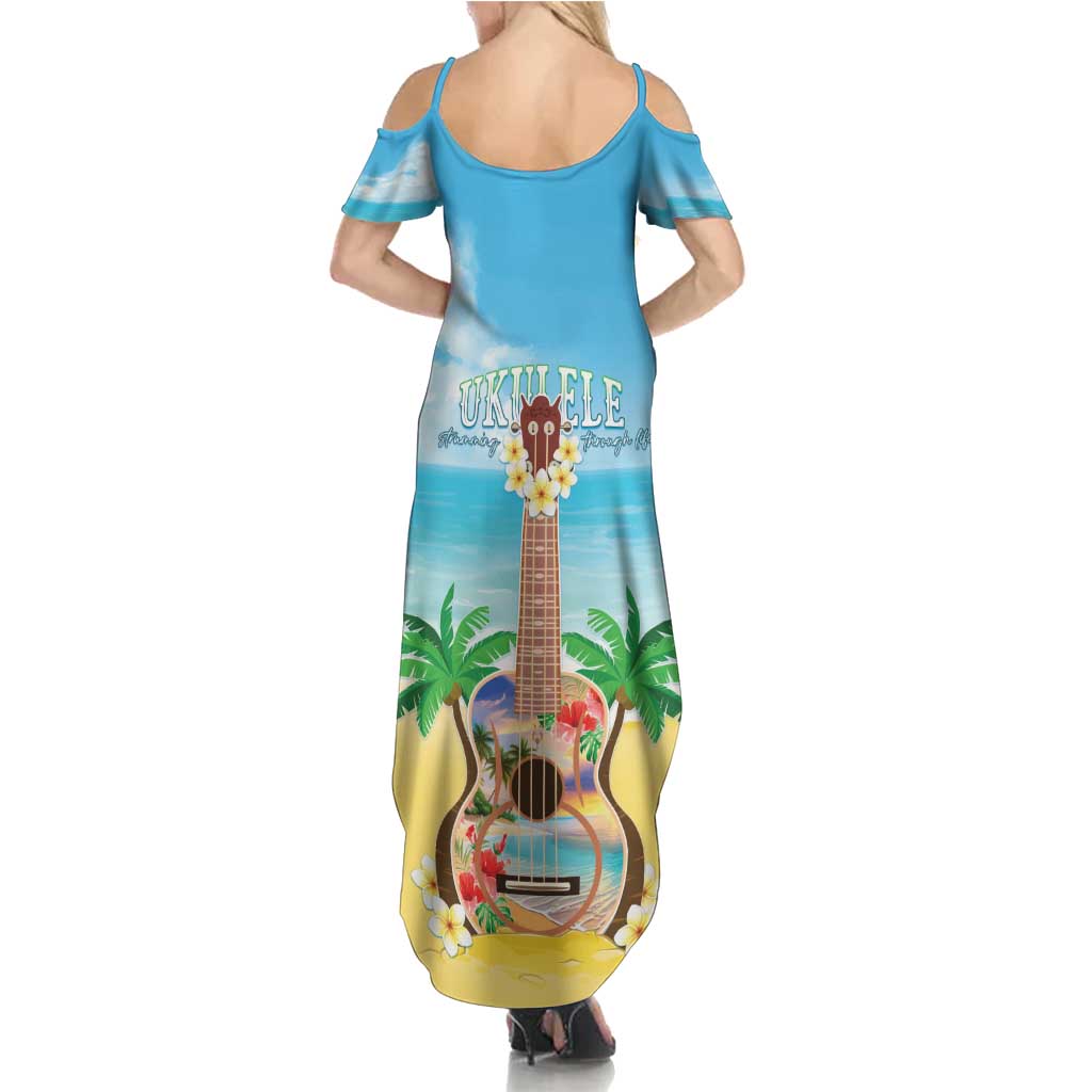 Hawaiian Ukulele Summer Maxi Dress Sound Of Happiness