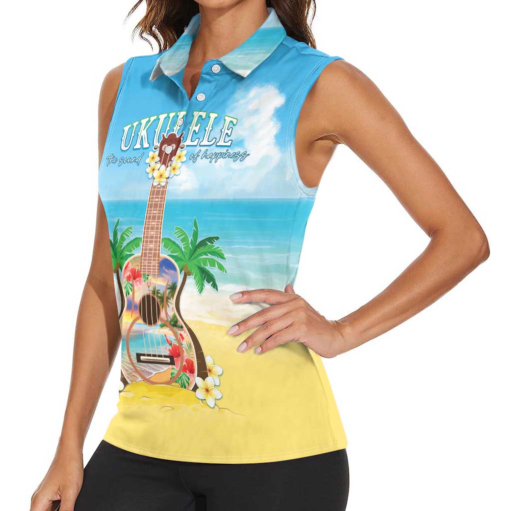 Hawaiian Ukulele Women Sleeveless Polo Shirt Sound Of Happiness