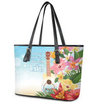 National Ukulele Day Leather Tote Bag Tropical Vibe