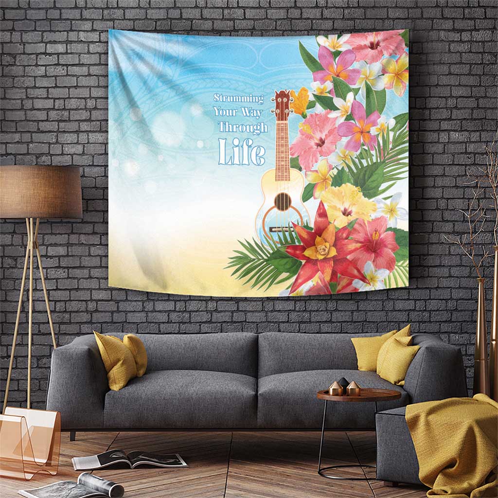 National Ukulele Day Tapestry Tropical Vibe LT05 Colorful - Polynesian Pride