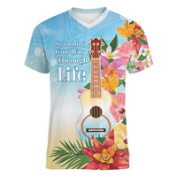 National Ukulele Day Women V-Neck T-Shirt Tropical Vibe LT05 Female Colorful - Polynesian Pride