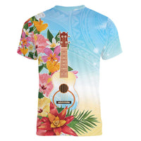 National Ukulele Day Women V-Neck T-Shirt Tropical Vibe LT05 - Polynesian Pride