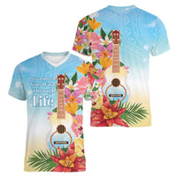 National Ukulele Day Women V-Neck T-Shirt Tropical Vibe LT05 - Polynesian Pride