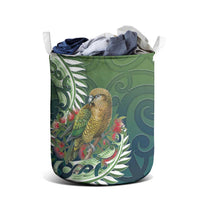 New Zealand Kea Bird Laundry Basket With Maori Koru Fern - Polynesian Pride