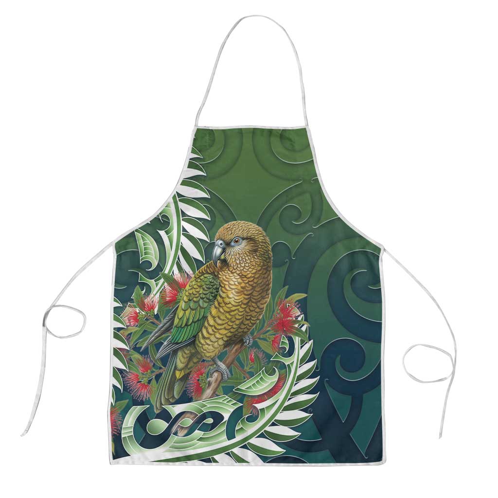 New Zealand Kea Bird Apron With Maori Koru Fern - Polynesian Pride