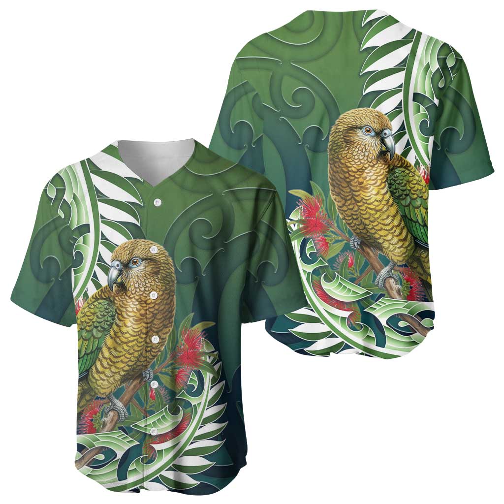 New Zealand Kea Bird Baseball Jersey With Maori Koru Fern - Polynesian Pride