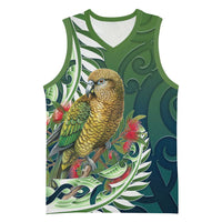 New Zealand Kea Bird Basketball Jersey With Maori Koru Fern - Polynesian Pride