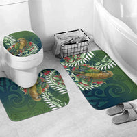 New Zealand Kea Bird Bathroom Set With Maori Koru Fern LT05 Mat Set Only (3 pcs) One Size Green - Polynesian Pride