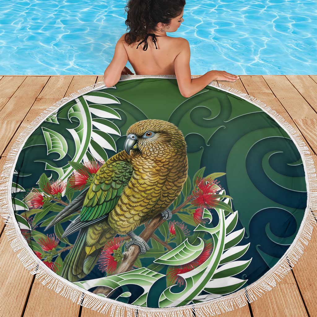 New Zealand Kea Bird Beach Blanket With Maori Koru Fern LT05 - Polynesian Pride