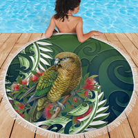 New Zealand Kea Bird Beach Blanket With Maori Koru Fern LT05 - Polynesian Pride