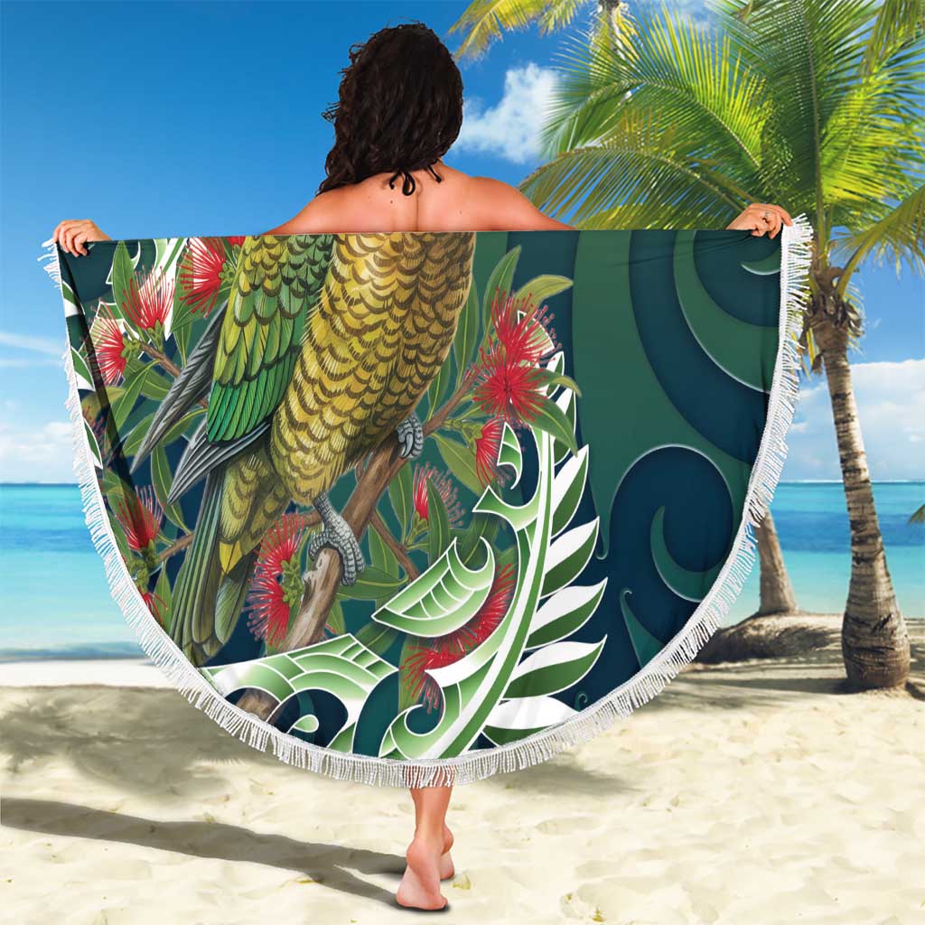 New Zealand Kea Bird Beach Blanket With Maori Koru Fern LT05 - Polynesian Pride